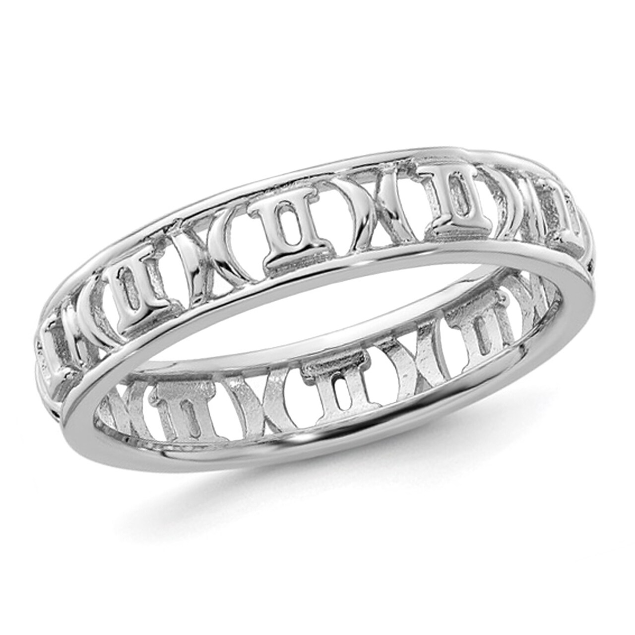 Gem And Harmony Sterling Silver Gemini Zodiac Astrology Ring Band